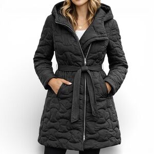 Women’s Long Quilted Hooded Puffer Coat – Belted | Exclusive to The Urban Luxe